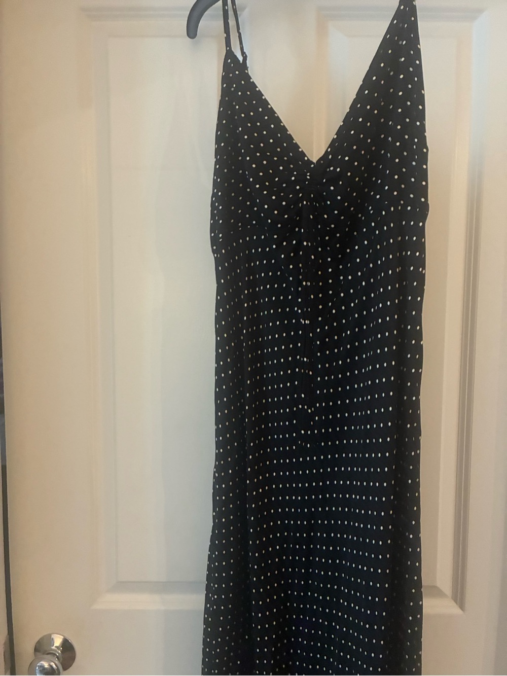 wild fable Black Slip Midi Dress with White Polka Dots
